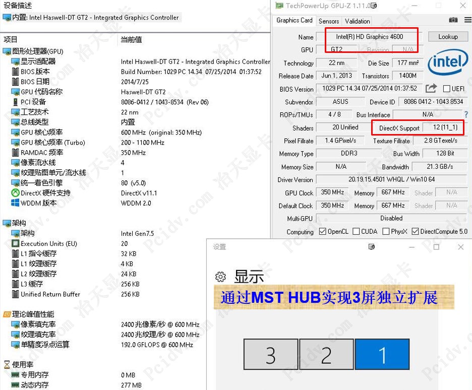 pcidv.com/intelԿHD4600MST HUBʵ3ʾ